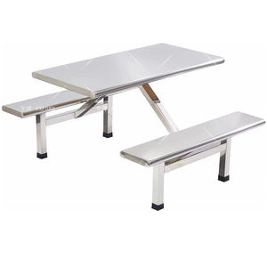 Mesa de Comedor Moderna Ajustable de Acero Inoxidable para Cuatro Personas, para Hogar, Granja, Taller, Oficina, Escuela, Cafeterías y Restaurantes - Product Image 5