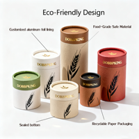 Tube en papier écologique avec revêtement en aluminium rond, résistant à l'humidité, 250g, pour l'emballage alimentaire de céréales, d'avoine et de petit-déjeuner