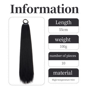Extension <span class=keywords><strong>de</strong></span> <span class=keywords><strong>queue</strong></span> <span class=keywords><strong>de</strong></span> <span class=keywords><strong>cheval</strong></span> droite à neuf brins <span class=keywords><strong>postiche</strong></span> synthétique haute température <span class=keywords><strong>avec</strong></span> bande <span class=keywords><strong>élastique</strong></span> pour les femmes - Product Image 3