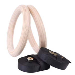 วงแหวนออกกำลังกายแบบใช้ตัวเอง วงแหวนไม้สำหรับออกกำลังกายพร้อมสายรัด - Product Image 1