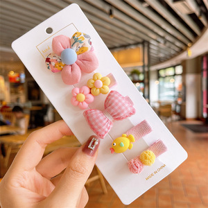 Prix usine beaux enfants 5 pièces/ensemble épingle à cheveux dessin animé couleur bonbon Simple quotidien utilisant une pince à bec de canard - Product Image 4