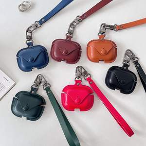 Nueva funda para AirPods, de cuero moldeado con correa para la muñeca, cubierta de cuero retro hecha a mano con tacto de piel para auriculares Apple - Product Image 2
