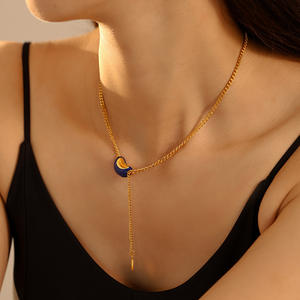 Collar de clavícula con borla de acero inoxidable, luz minimalista de lujo con <span class=keywords><strong>colgante</strong></span> de <span class=keywords><strong>lingote</strong></span> de <span class=keywords><strong>oro</strong></span> hueco de frijol dorado pequeño - Product Image 2