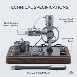 Kit de Modèle de <span class=keywords><strong>Moteur</strong></span> <span class=keywords><strong>Stirling</strong></span> à <span class=keywords><strong>Basse</strong></span> <span class=keywords><strong>Température</strong></span>, Jouet Éducatif d'Expérience Scientifique en Physique, <span class=keywords><strong>Moteur</strong></span> à Vapeur pour Démonstration en Laboratoire, Cadeau pour Enseignants - Product Image 2