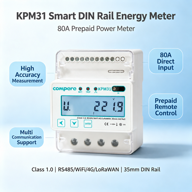 Single Phase 110V/220V 60A RS485 Digital Power Meter 50/60Hz Bi-Directional Energy Meter 1 Phase KWH Meter