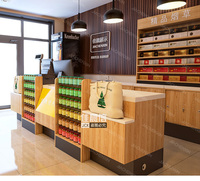 Caissier personnalisé en bois au détail comptoir de sortie de supermarché plat et en forme de U bureau de réception multifonction simple