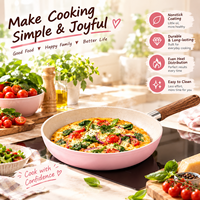 Poêle antiadhésive avec poignée style bois, compatible induction, pour la cuisine quotidienne