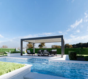 แผงเซลล์แสงอาทิตย์สนามหลังบ้านซุ้มไม้เลื้อยแผงโซลาร์เซลล์พร้อมรูเปิดหลังคาบานเกล็ดอลูมิเนียมเพอร์โกลา - Product Image 3