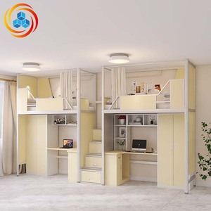 <span class=keywords><strong>Lit</strong></span> superposé en fer YiCun pour adultes, design moderne et simple, avec armoire, <span class=keywords><strong>bureau</strong></span> et casier, idéal pour appartement d'étudiant ou dortoir - Product Image 5