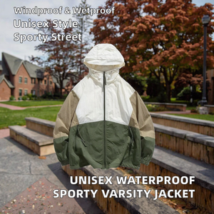 Wholesale Autumn Sporty Unisex Thin <b>Long</b> Sleeve Waterproof Eco-Friendly Garment Dyed Quick-Dry Windproof Zipper Hooded Varsity - Product Image 2