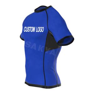 Custom Mens Rash Guard abbigliamento da surf protezione solare UV manica corta tute da sub Mesh Quick Dry Compression Shirts - Product Image 4