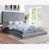 Meubles de chambre design moderne de luxe Docarelife rembourrés en velours tissu extra doux chambre en bois lit Queen Size King Size