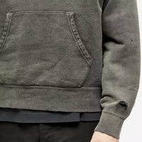Sweat à capuche streetwear personnalisé surdimensionné en molleton 100 % coton brodé pour homme et femme, style vintage délavé avec poches