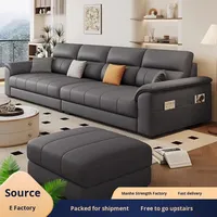 Sofá Individual Estilo Japonés, Crema, para Sala de Estar, Apartamento Pequeño, Uso Doméstico, Lujo Ligero, Moderno, Simple, Tela de PU, Diseño Recto
