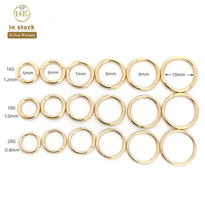 Lotus Großhandel Klassische 9K 14K 18K Massiv Echtgold Clicker Creolen Nasenring <span class=keywords><strong>Gold</strong></span> Piercing Edler Körperschmuck für Damen Herren - Product Image 1