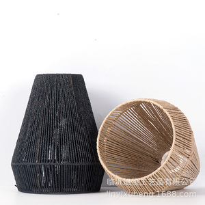 Handmade Woven Paper <b>Rope</b> Lampshade XH23-020 For Cafes Restaurants Decorative Pendant <b>Light</b> Yellow Black Color - Product Image 2