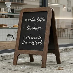 Panneaux de signalisation en bois en forme de A pour sandwichs, tableau noir extérieur double face, menu personnalisé - Product Image 1