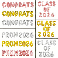 Lot de ballons de fête de remise des diplômes 2026 en gros – Décorations de classe « Félicitations diplômé » – Ballons en aluminium et en latex pour la décoration de fête