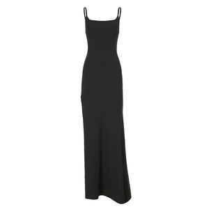 Vestido largo sexy de verano para mujer con cuello en U, ajustado, con abertura, elegante para fiesta y uso diario - Product Image 6