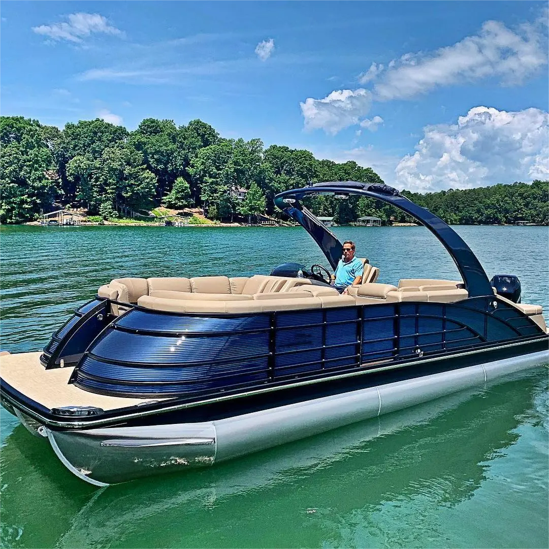 Factory New 27ft Luxury Sport Tri-toon Pontoon Boat with Swing-back Lounge for sale
