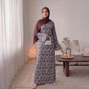 Nuova Abaya Estiva 2026, <span class=keywords><strong>Abbigliamento</strong></span> <span class=keywords><strong>Islamico</strong></span> <span class=keywords><strong>Femminile</strong></span>, Jersey Morbido Stampato, Abaya Elegante e Modesta con Cintura per Donne Musulmane - Product Image 2