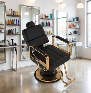 Fauteuil de Barbier Moderne de Luxe en Cuir avec Rotation à 360 Degrés et Fonction Réglable en Hauteur pour Hôtels et Salles de Bain - Product Image 1