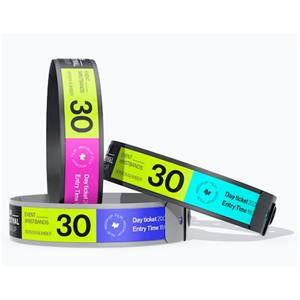 Pulseras de Papel Tyvek Imprimibles por Inyección de Tinta Digital Personalizadas Baratas al por Mayor con Chip RFID NFC F08 para <span class=keywords><strong>Eventos</strong></span>, Bodas, Graduaciones - Product Image 1