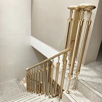 Système de balustrade d'escalier et de balcon intérieur en laiton et aluminium de style européen classique pour villa, facile à installer