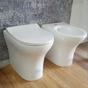 Conjunto de <span class=keywords><strong>inodoro</strong></span> con bidé integrado, sin borde, de filomuro, para baño, con cisterna de pared, dorado. - Product Image 2