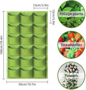 สีเขียวแนวตั้งแขวนผนังผ้าสักหลาดปลูกกระเป๋าแขวนผนังพืชเติบโตถุงสำหรับแนวตั้ง - Product Image 3