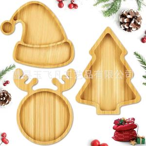 Yu Feifan Bamboo Christmas <b>Tray</b> Set Wooden <b>Snack</b> Platter For Home Decorative Use - Product Image 3