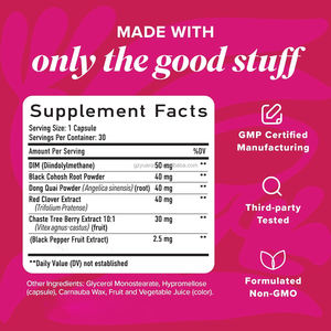 Capsules de Vitamines pour la Ménopause DIM de Baies Chastes à Actée à Actée Noire de Marque Privée Suppléments pour la Ménopause pour Sueurs Nocturnes Soutien de l'Humeur - Product Image 3