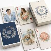 Cartes à Jouer Personnalisées en Aquarelle Thème Côte Espagnole, Portrait de Couple, Jeu de Poker, Cadeau de Mariage, Service Tout-en-un
