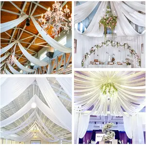 Düğün tavan perdeler için beyaz tavan perdeler Fabric tx10ft düğün kemer Draping kumaş