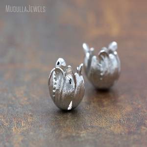 FC5794 패션 실버 도금 황동 튤립 꽃 구슬 모자 술 콘 큰 술 끝 모자 16x23mm - Product Image 3