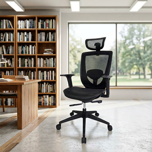 Silla de Oficina Ergonómica de Malla con Reposabrazos y Reposacabezas Ajustables, Silla Giratoria de Escritorio para Oficina en Casa, Diseño Contemporáneo - Product Image 1