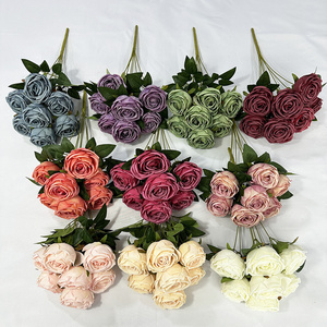 Pas cher Prix Faux Chou <span class=keywords><strong>Rose</strong></span> Bush Mariage Fleur Artificielle Décorative 7 Têtes <span class=keywords><strong>Rose</strong></span> <span class=keywords><strong>Bouquet</strong></span> - Product Image 2