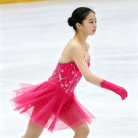 Robe de patinage artistique rose vif avec strass, manches longues en maille et jupe en tulle pour enfants et adultes, pour compétition et spectacle