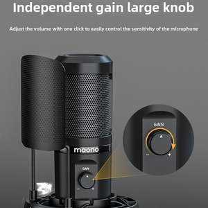 Maono PM461 Microphone à condensateur portable pour enregistrement flash USB Équipement de doublage de réduction du bruit externe pour hôtel Plastique - Product Image 6