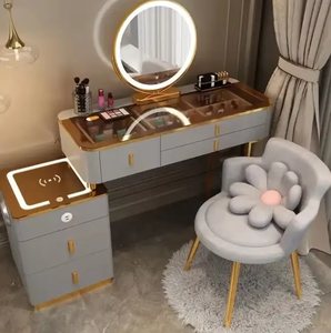 Tocador inteligente con carga inalámbrica, mesa de maquillaje moderna y sencilla para dormitorio, multifuncional, de madera maciza. - Product Image 2