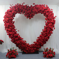 Décoration florale haut de gamme, fleurs artificielles en forme de cœur rouge, rose, blanc, pour demande en mariage, arche de mariage, fleurs en forme de cœur rouge