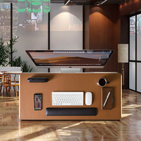 Tapis de bureau en cuir PU marron avec logo personnalisé, antidérapant, épaisseur personnalisable, tapis de souris de jeu imprimé par transfert thermique, tapis de bureau pour