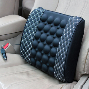 Coussin de massage lombaire pour voiture, motif quadrillé rouge, rechargeable par USB, physiothérapie infrarouge, soulagement des douleurs dorsales, pour utilisation au bureau et en voiture - Product Image 4