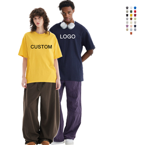 Camiseta Clásica de Algodón Lisa y Holgada al por Mayor, Camiseta de Gran Gramaje en Varios Colores, con Logotipo Personalizado con Impresión Puff, Camiseta para Hombre - Product Image 1