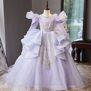 S1581R 2026 New Princess Gentle fairy Temperament Elegant Trailing Flower Girl <b>Dress</b> - Product Image 1