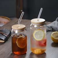 Botol Minum Kaca Borosilikat Tinggi untuk Sublimasi, Model Kaleng Bir, dengan Selubung Silikon, Tutup Bambu, dan Sedotan, Dapat Custom Logo