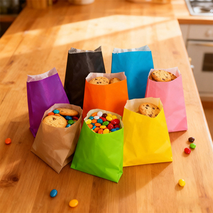 Sacs en Papier Personnalisés Jetables Anti-Graisse en Papier Cristal Ciré pour Biscuits, Pâtisseries, Cookies et Popcorn, Emballage Alimentaire Sûr, Rose - Product Image 3