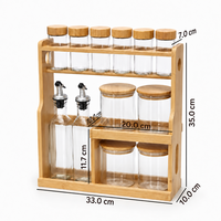 Groothandel Moderne Ecologische Natuurlijke Bamboe 3-Laags Kruidenrek Organizer 12 Glazen Potten voor Keukenblad Kruidenopslag