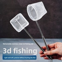 Épuisette de pêche, Épuisette d'aquarium, Petite épuisette de pêche 3D, Épuisette à mailles fines, Épuisette de sauvetage manuelle, Extensible