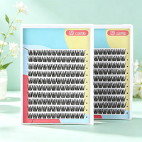Plateau de cils en gros, sans cruauté animale, pour pose DIY, effet œil de chat, courbure fine, bandes fines, longueurs mixtes, cils en grappe adaptés aux débutants